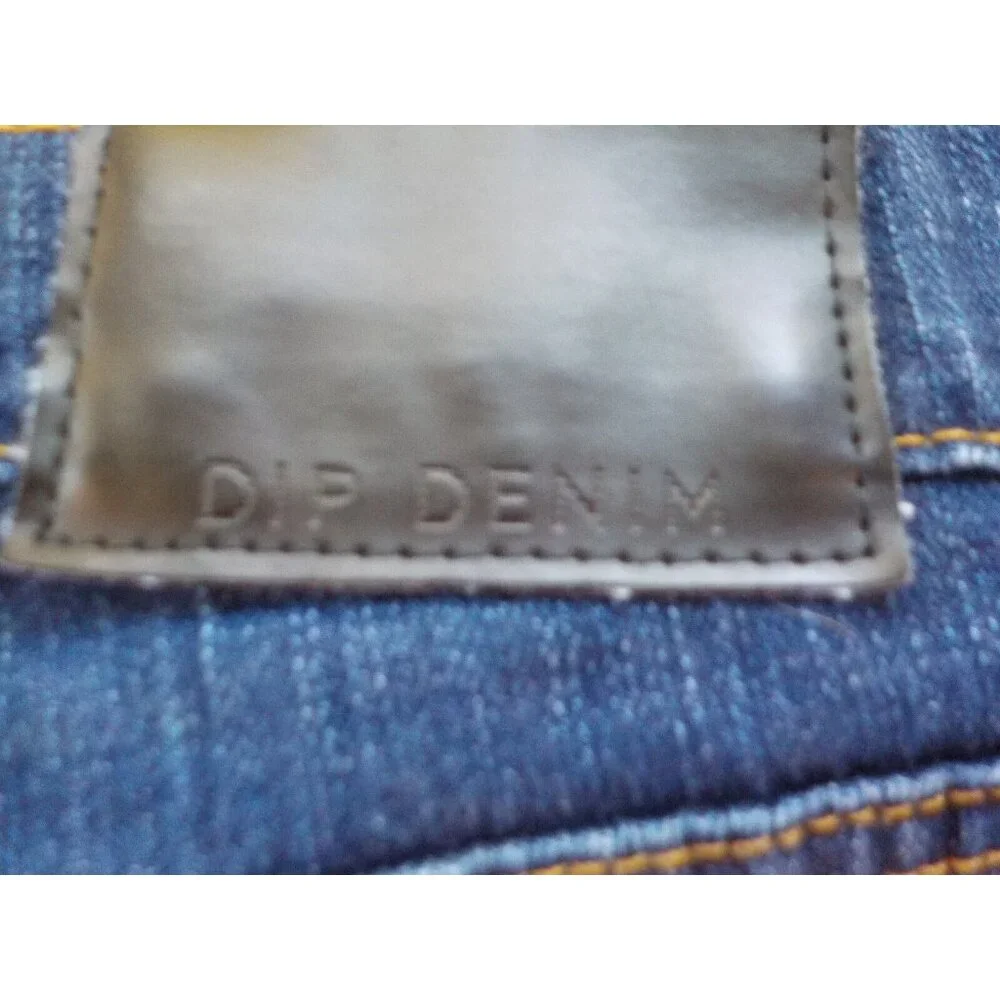 DIP Dark Blue Denim Jeans Plain Pockets Straight Leg Mens Size 40 x 32